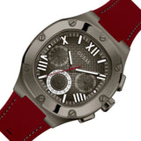 Buy Shop Guess Headline Multifunction Grey Dial Burgundy Silicone Strap Watch For Men - GW0571G4 USA Online