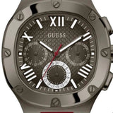 Buy Shop Guess Headline Multifunction Grey Dial Burgundy Silicone Strap Watch For Men - GW0571G4 USA Online