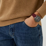 Buy Shop Guess Headline Multifunction Grey Dial Burgundy Silicone Strap Watch For Men - GW0571G4 USA Online