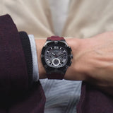 Buy Shop Guess Headline Multifunction Grey Dial Burgundy Silicone Strap Watch For Men - GW0571G4 USA Online