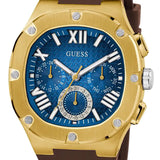 Buy Shop Guess Headline Chronograph Blue Dial Brown Silicone Strap Watch For Men - GW0571G5 USA Online