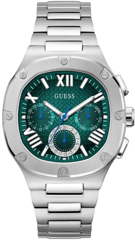 Buy Shop Guess Headline Quartz Green Dial Silver Steel Strap Watch For Men - GW0572G6 USA Online