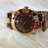Buy Shop Marc Jacobs Amy Mother of Pearl Black Dial Rose Gold Steel Strap Watch for Women - MBM8610 USA Online