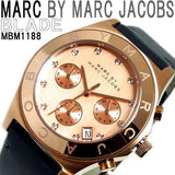 Buy Shop Marc Jacobs Blade Chronograph Rose Gold Dial Black Leather Strap Watch for Women - MBM1188 USA Online
