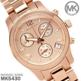Buy Shop Michael Kors Runway Chronograph Rose Gold Dial Rose Gold Steel Strap Watch for Women - MK5430 USA Online