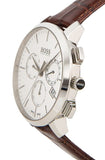 Buy Shop Hugo Boss Slim Chronograph White Dial Brown Leather Strap Watch For Men - 1513263 USA Online
