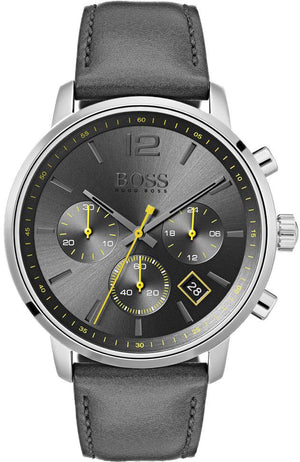 Buy Shop Hugo Boss Attitude Grey Dial Grey Leather Strap Watch for Men - 1513658 USA Online