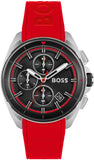 Hugo Boss Volane Black Dial Red Rubber Strap Watch for Men - 1513959