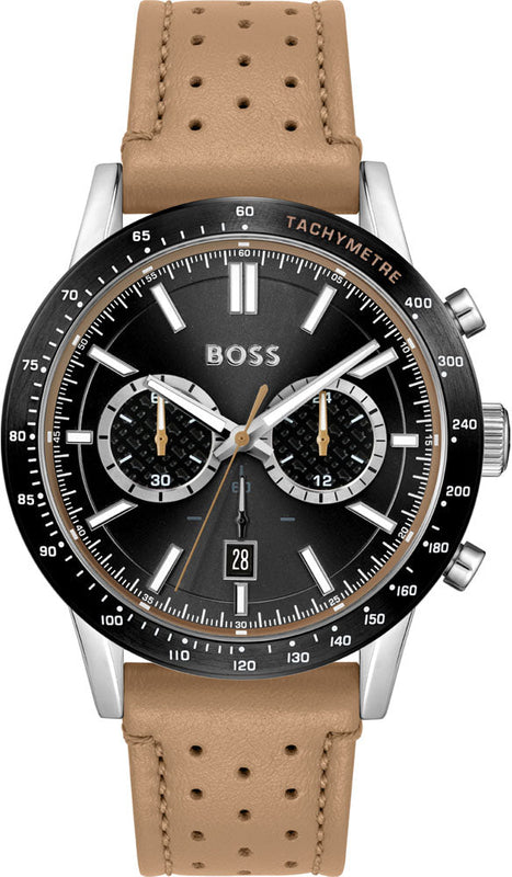Buy Shop Hugo Boss Allure Black Dial Brown Leather Strap Watch for Men - 1513964 USA Online