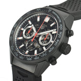 Buy Shop Tag Heuer Carrera Automatic Chronograph Black Dial Black Rubber Strap Watch for Men - CBG2A90.FT6173 USA Online