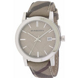 Buy Shop Burberry The City Beige Dial Chequered Brown Leather Strap Watch for Women - BU9029 USA Online