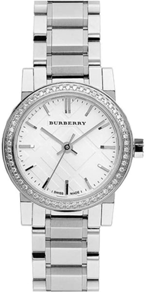 Burberry The City Diamonds Silver Dial Silver Steel Strap Watch for Women - BU9220