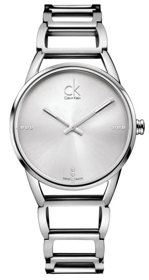 Buy Shop Calvin Klein Stately Silver Dial Silver Steel Strap Watch for Women - K3G2312W USA Online
