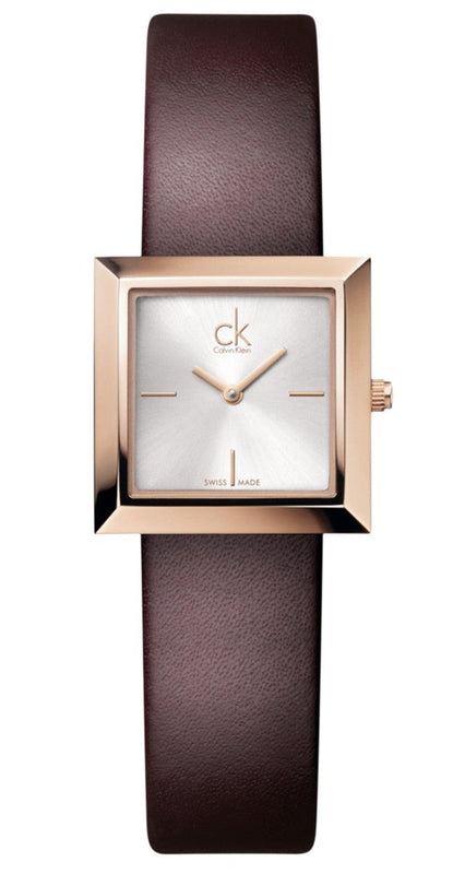 Buy Shop Calvin Klein Mark White Dial Brown Leather Strap Watch for Women - K3R236G6 USA Online
