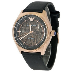 Buy Shop Emporio Armani Meccanico Black Dial Black Leather Watch For Men - AR60004 USA Online