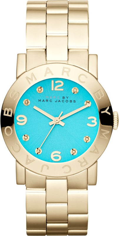 Buy Shop Marc Jacobs Amy Blue Dial Gold Steel Strap Watch for Women - MBM3220 USA Online