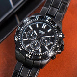 Buy Shop Fossil Garrett Chronograph Black Dial Black Steel Strap Watch for Men - FS5773 USA Online