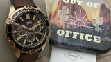 Buy Shop Fossil Garrett Chronograph Brown Dial Brown Leather Strap Watch for Men - FS5867 USA Online