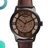 Buy Shop Fossil Townsman Automatic Skeleton Brown Dial Brown Leather Strap Watch for Men - ME3098 USA Online