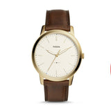 Buy Shop Fossil The Minimalist White Dial Brown Leather Strap Watch for Men - FS5397 USA Online