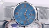 Buy Shop Fossil Jacqueline Mother of Pearl Blue Dial Silver Mesh Strap Watch for Women - ES4322 USA Online
