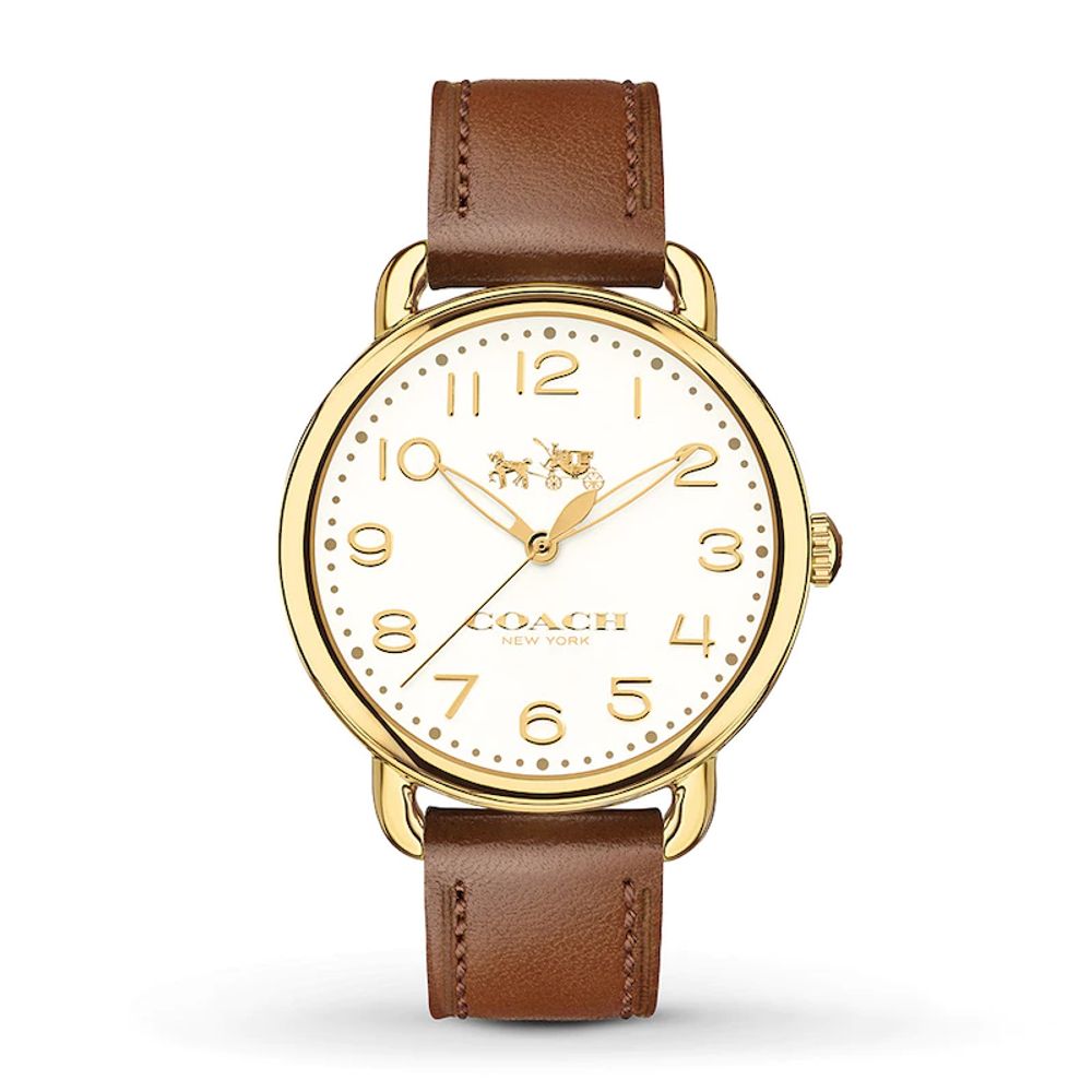 Buy Shop Coach Delancey White Dial Brown Leather Strap Watch for Women - 14502715 USA Online
