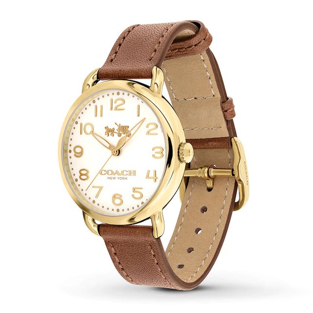 Buy Shop Coach Delancey White Dial Brown Leather Strap Watch for Women - 14502715 USA Online