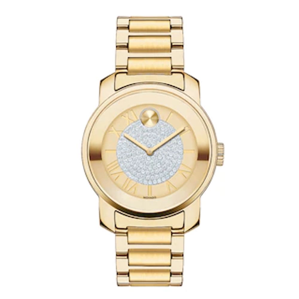 Buy Shop Movado Bold Pave Gold Dial Gold Steel Strap Watch For Women - 3600255 USA Online