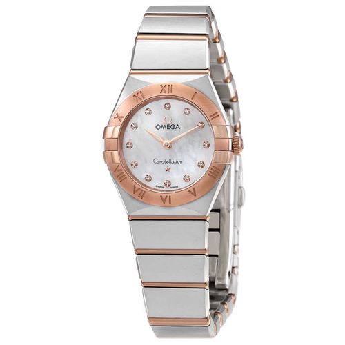 Buy Shop Omega Constellation Manhattan Quartz Diamonds Mother of Pearl Dial Two Tone Steel Strap Watch for Women - 131.20.25.60.55.001 USA Online