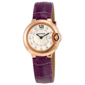 Buy Shop Cartier Ballon Bleu Diamonds White Dial Pink Leather Strap Watch for Women - WE902050 USA Online