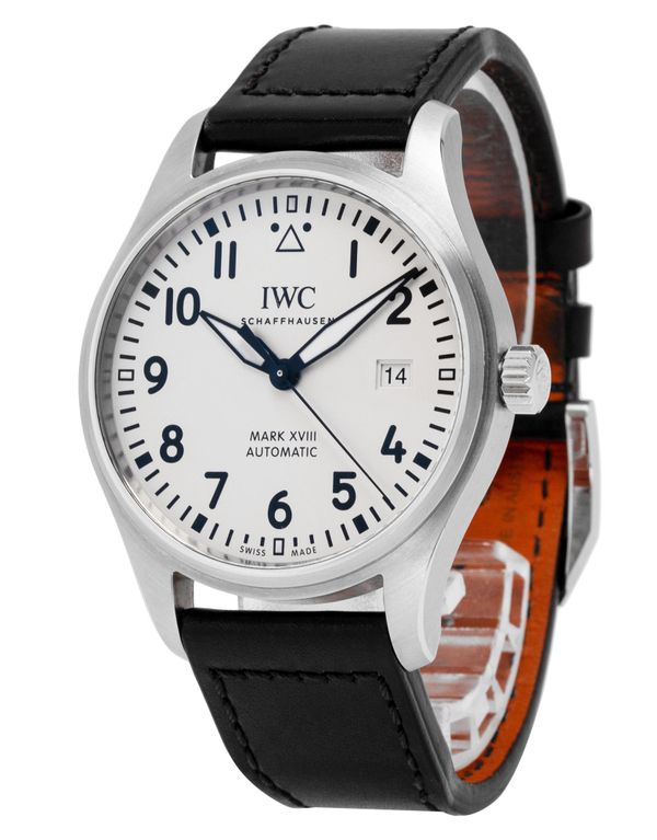 Buy Shop IWC Pilot's Watch Mark XVIII White Dial Black Leather Strap Watch for Men - IW327002 USA Online