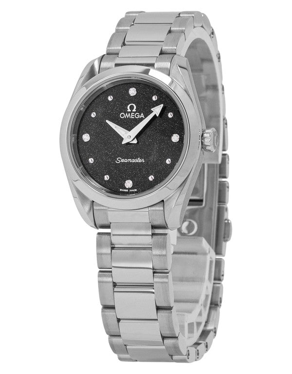 Buy Shop Omega Seamaster Aqua Terra Quartz Diamond Black Dial Silver Steel Strap Watch for Women - 220.10.28.60.51.001 USA Online