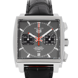 Buy Shop Tag Heuer Monaco Calibre 12 Final Edition Chronograph Grey Dial Black Leather Strap Watch for Men - CAW211J.FC6476 USA Online