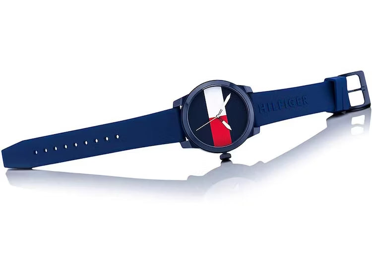 Buy Shop Tommy Hilfiger Denim Quartz Blue Dial Blue Rubber Strap Watch for Men - 1791322 USA Online