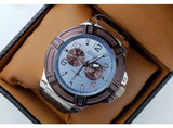 Buy Shop Guess Rigor Analogue Quartz Blue Dial Brown Leather Strap Watch For Men - W0040G10 USA Online