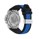 Buy Shop Versace Chain Reaction Quartz Blue Dial Blue & Black Leather Strap Watch for Men - VEDY00119 USA Online