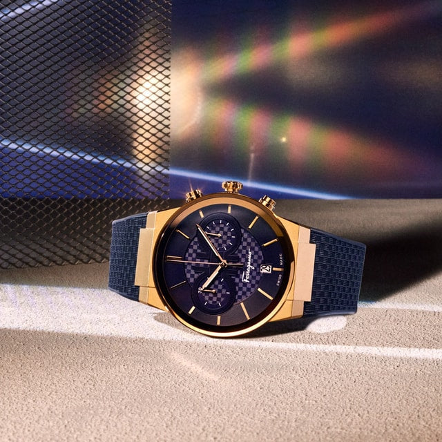 Buy Shop Salvatore Ferragamo Sapphire Blue Dial Blue Rubber Strap Watch for Men - SFHP00220 USA Online