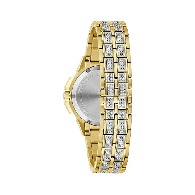 Buy Shop Bulova Crystal Collection Silver Crystal Dial Gold Steel Strap Watch for Women - 98L228 USA Online