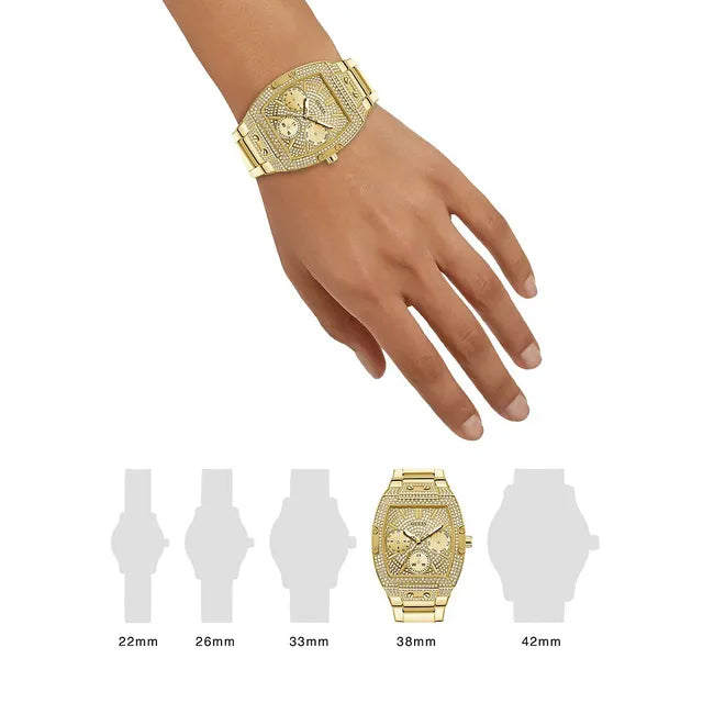 Buy Shop Guess Raven Diamonds Gold Dial Gold Steel Strap Watch for Women - GW0104L2 USA Online