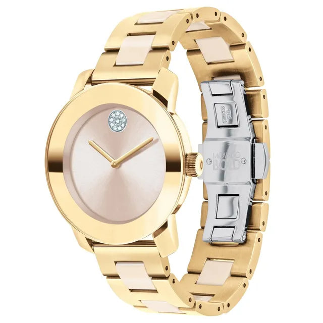 Buy Shop Movado Bold Beige Dial Two Tone Steel Strap Watch For Women - 3600640 USA Online