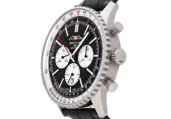 Buy Shop Breitling Navitimer B01 Chronograph 46 Black Dial Black Leather Strap Watch for Men - AB0137211B1P1 USA Online