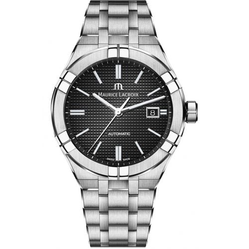 Buy Shop Maurice Lacroix Aikon Date Quartz Black Dial Silver Steel Strap Watch for Men - AI1108-SS002-330-1 USA Online