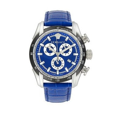 Buy Shop Versace V-Ray Chronograph Quartz Blue Dial Blue Leather Strap Watch for Men - VE2I00721 USA Online
