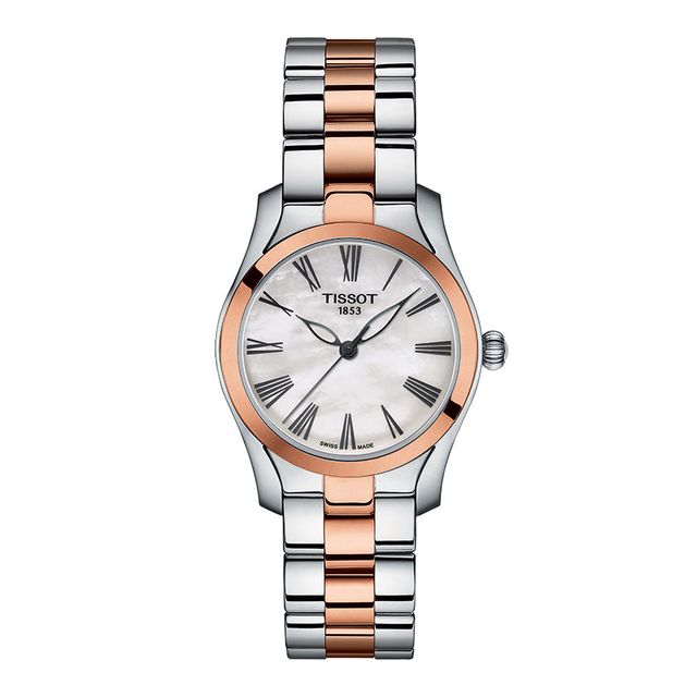 Buy Shop Tissot T Wave Mother of Pearl Dial Two Tone Steel Strap Watch For Women - T112.210.22.113.01 USA Online