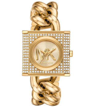 Buy Shop Michael Kors Chain Lock Analog Crystals Silver Dial Gold Steel Strap Watch for Women - MK4809 USA Online