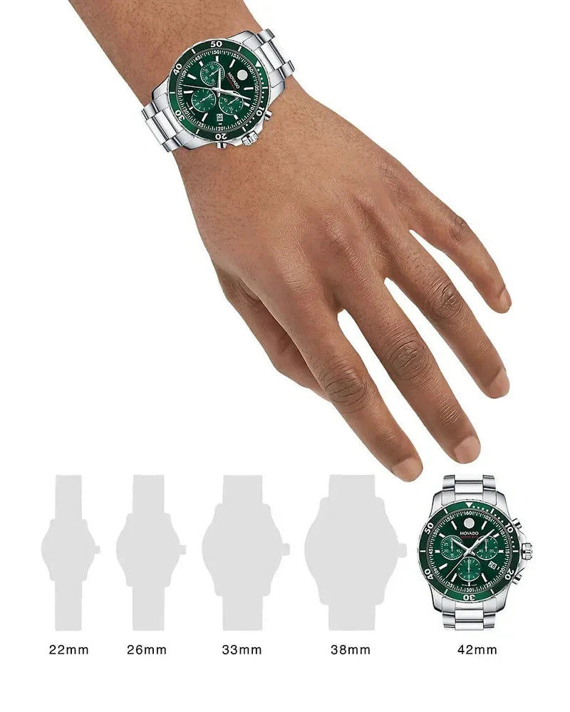 Buy Shop Movado Series 800 Chronograph Green Dial Silver Steel Strap Watch for Men - 2600179 USA Online