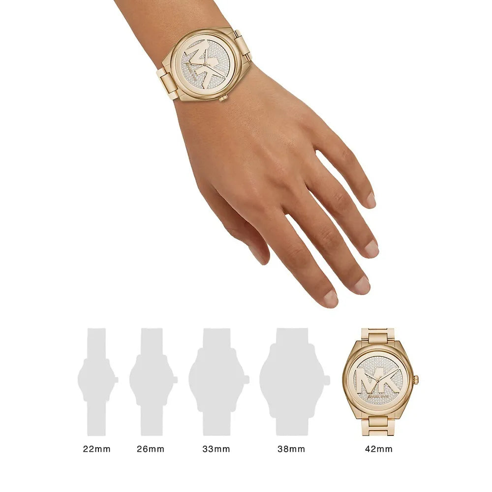 Buy Shop Michael Kors Janelle Quartz Gold Dial Gold Steel Strap Watch For Women - MK7088 USA Online