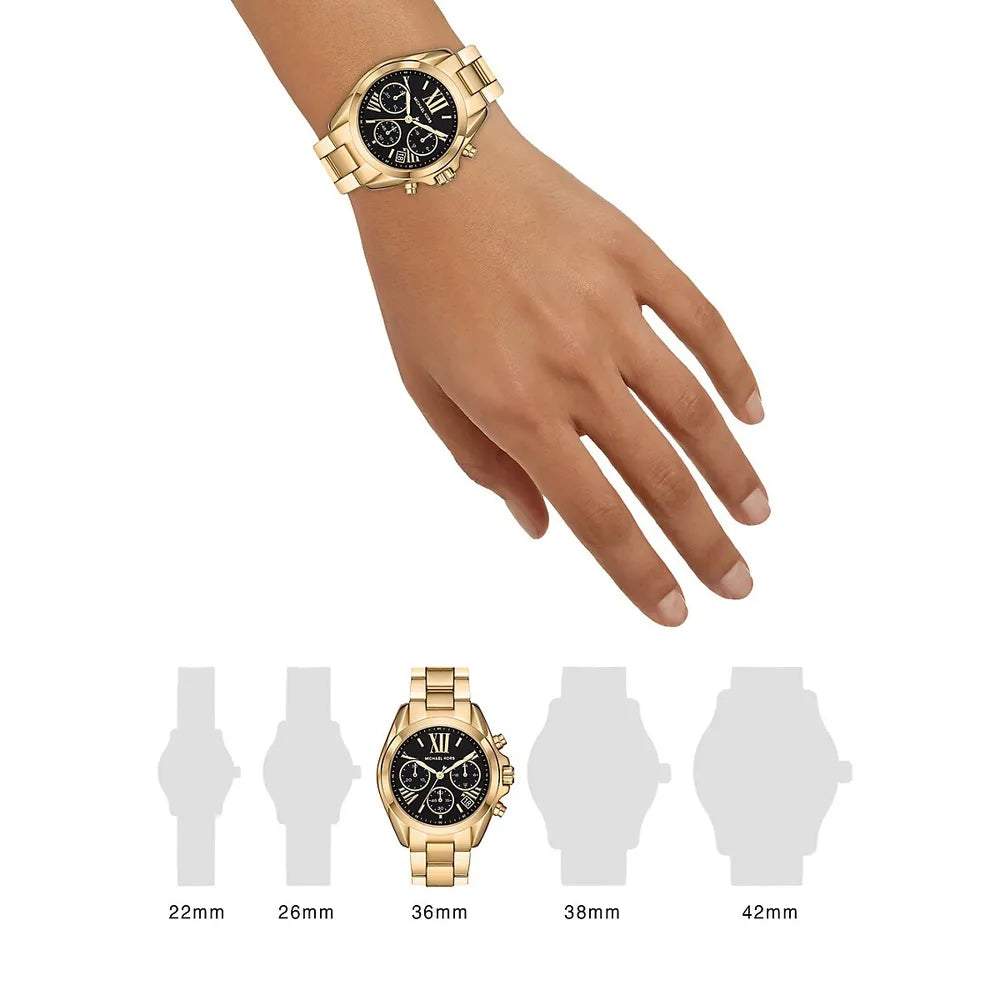 Buy Shop Michael Kors Bradshaw Chronograph Black Dial Gold Steel Strap Watch For Women - MK6959 USA Online