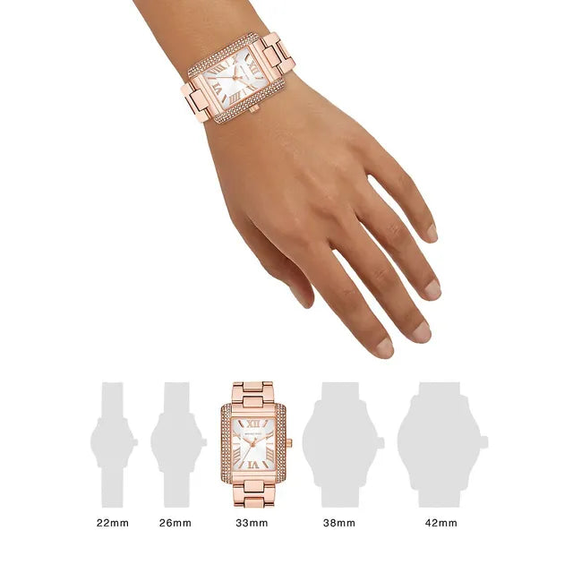Buy Shop Michael Kors Emery Three-Hand Crystals Silver Dial Rose Gold Steel Strap Watch for Women - MK4641 USA Online