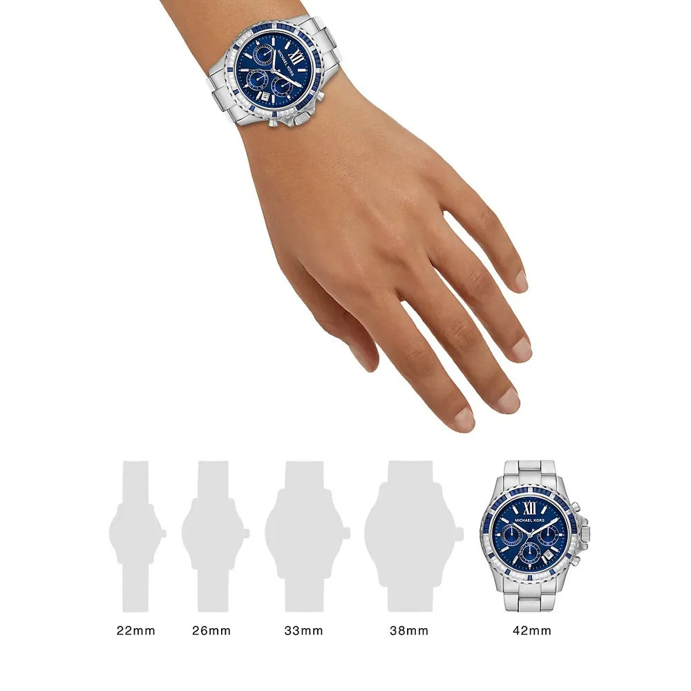 Buy Shop Michael Kors Everest Chronograph Blue Dial Silver Steel Strap Watch For Women - MK7237 USA Online